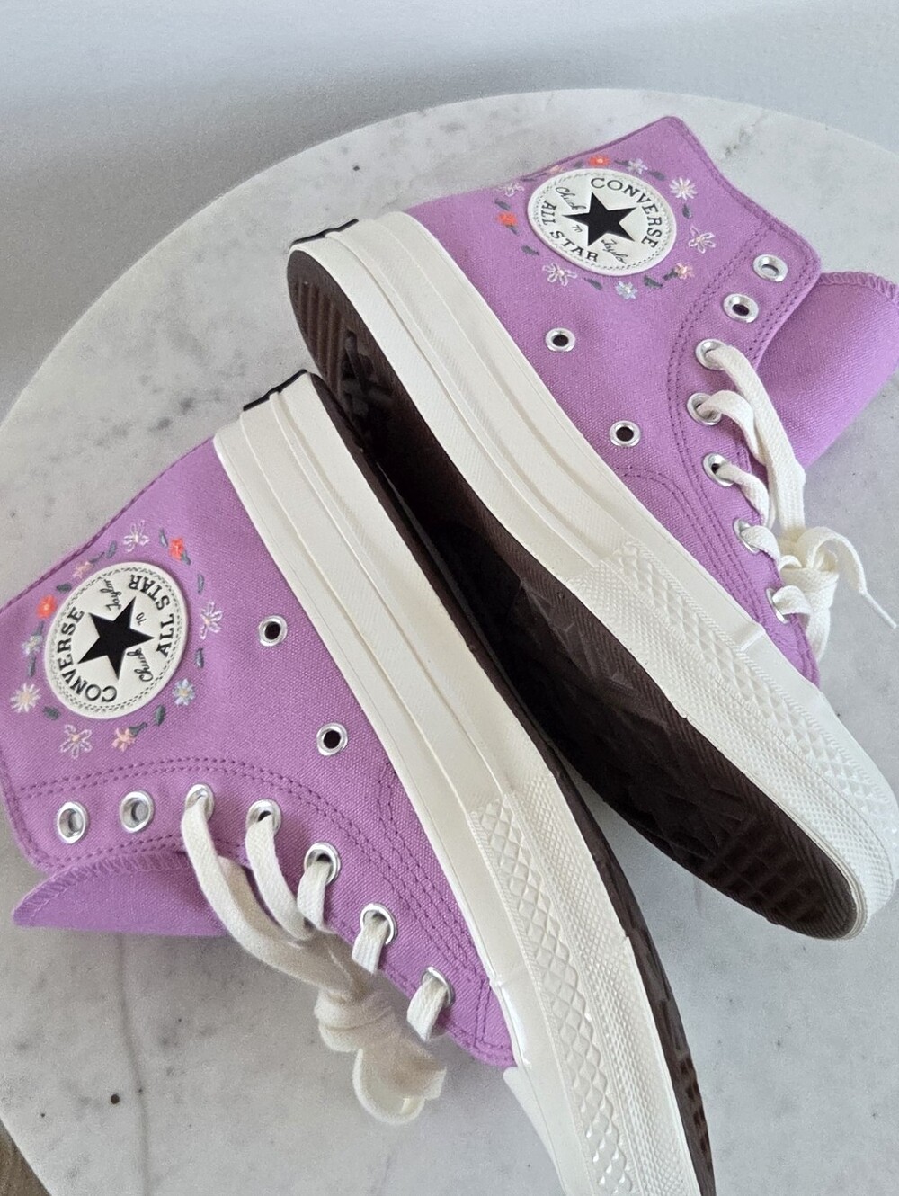 Converse Allstar Chuck Taylor 70 Hi Top Sneakers Grape Fizz Little Flowers NWT - Picture 12 of 16
